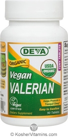 Deva Nutrition Organic Vegan Valerian 300 mg Not Certified Kosher 90 Tablets  